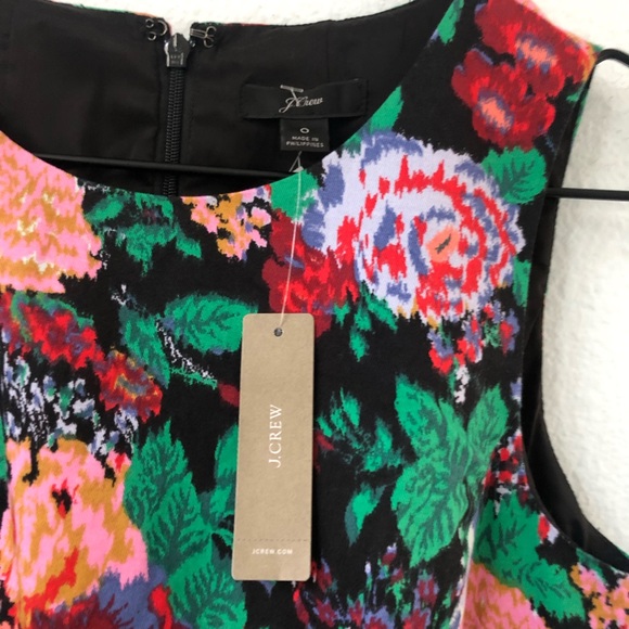 J Crew Sleeveless Floral Sheath Dress Black Multi - Picture 3 of 7